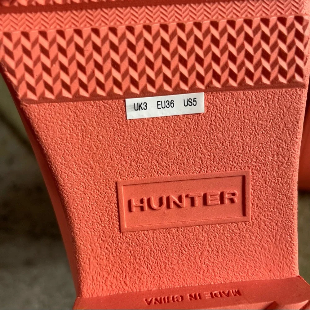New Hunter Original refined rain boots boot orange coral pink boot size 5